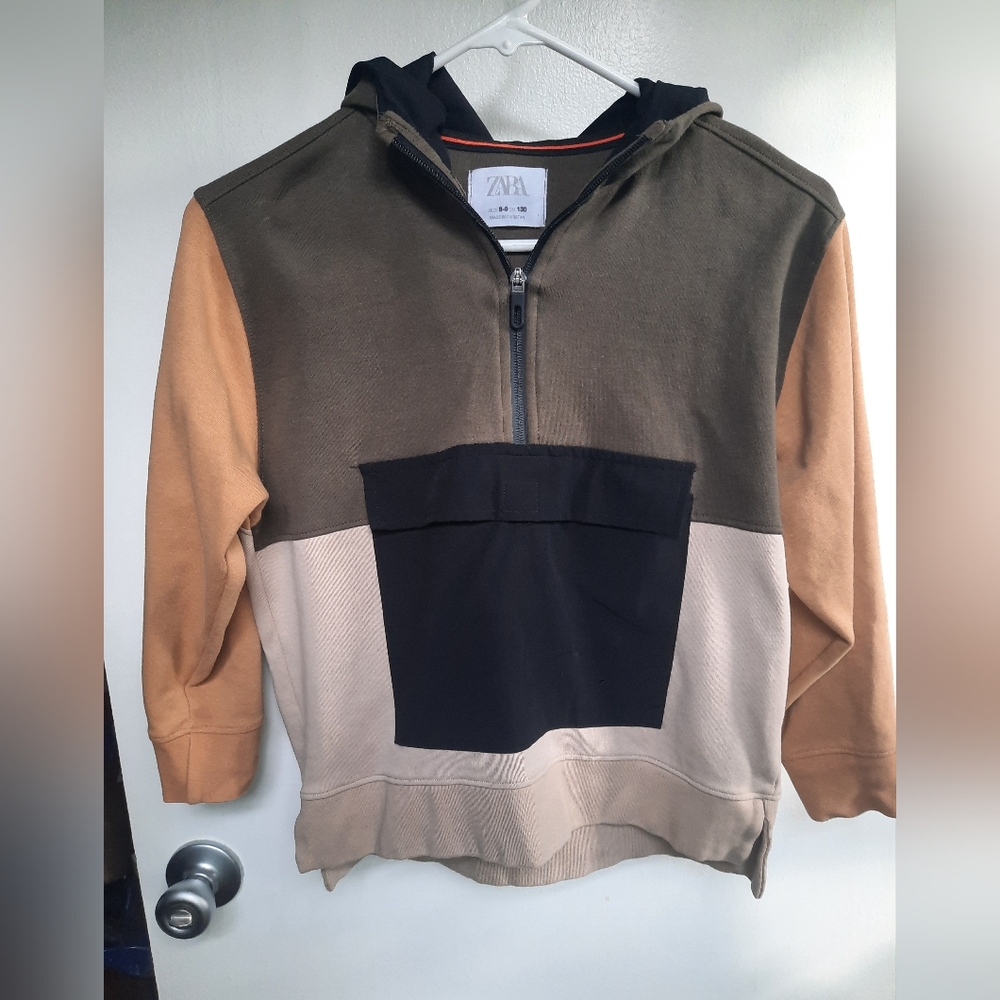 Zara boys hooded sweatshirt half zip size 8-9